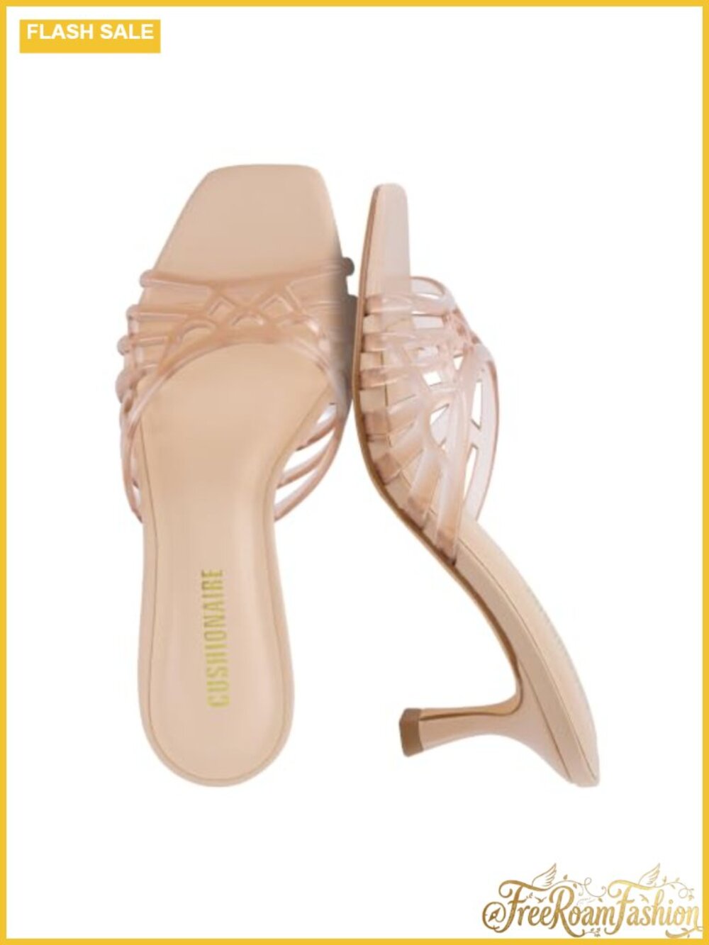 CUSHIONAIRE Jelly Kitten Heel Slip-On Mule Square Toe Womens Heels